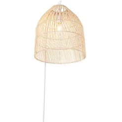 QAZQA Schlafzimmerlampen|Küchenlampen*Land Stehlampe weiß mit Rattan - Sam