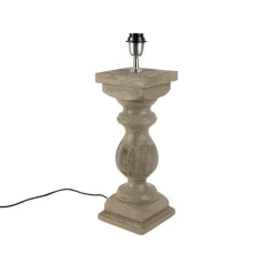 QAZQA Leuchten Ohne Schirm|Tischlampen*Land Tischlampe ohne Schatten Vintage grau Holz - Ysop