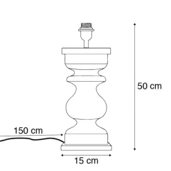 QAZQA Leuchten Ohne Schirm|Tischlampen*Land Tischlampe ohne Schatten Vintage grau Holz - Ysop