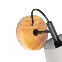 QAZQA Küchenlampen|Wandleuchten*Land Wandlampe Holz mit grau - Cupy