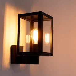 QAZQA Gartenbeleuchtung|Außenwandleuchten*Land Wandleuchte schwarz IP44 - Sutton Up