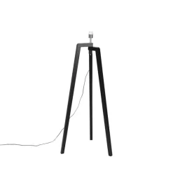 QAZQA Leuchten Ohne Schirm|Stehlampen*Landhaus Stehlampe Stativ Schwarz ohne Schirm - Puros