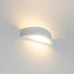 QAZQA Küchenlampen|Wandleuchten*Landhaus Wandleuchte Gips Weiß - Aurel Novo