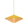 QAZQA Pendelleuchten|Wohnzimmerlampen*Landhaus-Pendelleuchte Gelb Samt mit Rattan 60cm - Frills Can