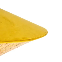 QAZQA Pendelleuchten|Wohnzimmerlampen*Landhaus-Pendelleuchte Gelb Samt mit Rattan 60cm - Frills Can