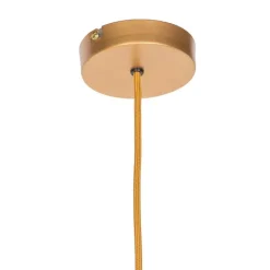 QAZQA Pendelleuchten|Wohnzimmerlampen*Landhaus-Pendelleuchte Gelb Samt mit Rattan 60cm - Frills Can