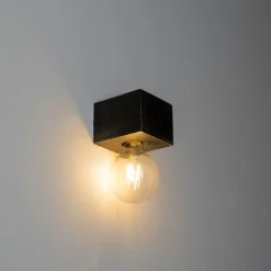 QAZQA Wandleuchten|Wohnzimmerlampen*Landwandlampe schwarzes Holz - Block