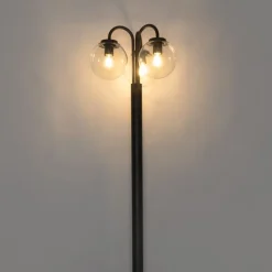 QAZQA Gartenbeleuchtung|Laternen Außen*Laterne schwarz mit Klarglas 200 cm 3-flammig IP44 - Sfera