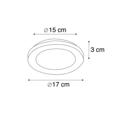 Trio Leuchten Gartenbeleuchtung|Badezimmerlampen*LED-Panel rund schwarz 17 cm inkl. LED 3-stufig dimmbar - Lope