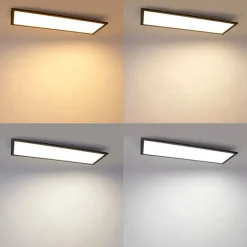 QAZQA Schlafzimmerlampen|Küchenlampen*LED-Panel schwarz 80 cm inkl. LED mit Fernbedienung - Liv