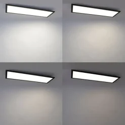 QAZQA Schlafzimmerlampen|Küchenlampen*LED-Panel schwarz 80 cm inkl. LED mit Fernbedienung - Liv