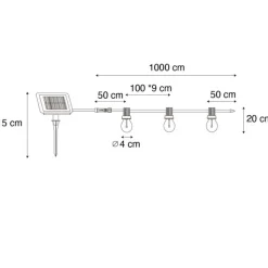 QAZQA Gartenbeleuchtung|Led-Außenleuchten*Lichterkette für den Außenbereich 10m inkl. LED 10 Lichter RGBW Solar - Russell