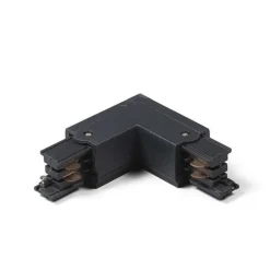 QAZQA Deckenstrahler|Aufbaustrahler*L-Kupplungsstück für 3-Phasen-Schiene schwarz rechts - 3-phasig