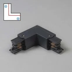 QAZQA Deckenstrahler|Aufbaustrahler*L-Kupplungsstück für 3-Phasen-Schiene schwarz rechts - 3-phasig