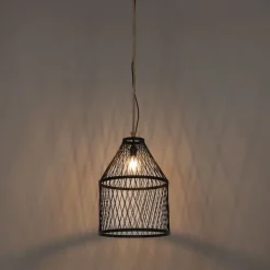 QAZQA Gartenbeleuchtung|Pendelleuchten Außen*Ländliche Außenhängelampe aus schwarzem Rattan 40x55 cm - Calamus