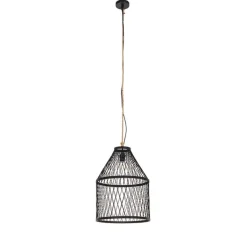 QAZQA Gartenbeleuchtung|Pendelleuchten Außen*Ländliche Außenhängelampe aus schwarzem Rattan 40x55 cm - Calamus