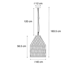 QAZQA Gartenbeleuchtung|Pendelleuchten Außen*Ländliche Außenhängelampe aus schwarzem Rattan 40x55 cm - Calamus