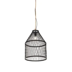 QAZQA Gartenbeleuchtung|Pendelleuchten Außen*Ländliche Außenhängelampe aus schwarzem Rattan 40x55 cm - Calamus