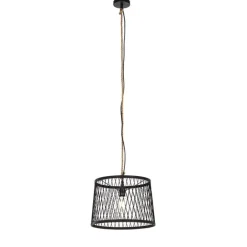 QAZQA Gartenbeleuchtung|Pendelleuchten Außen*Ländliche Außenhängelampe aus schwarzem Rattan 40 cm - Calamus