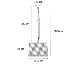 QAZQA Gartenbeleuchtung|Pendelleuchten Außen*Ländliche Außenhängelampe aus schwarzem Rattan 40 cm - Calamus