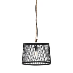 QAZQA Gartenbeleuchtung|Pendelleuchten Außen*Ländliche Außenhängelampe aus schwarzem Rattan 40 cm - Calamus