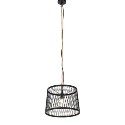 QAZQA Gartenbeleuchtung|Pendelleuchten Außen*Ländliche Außenhängelampe aus schwarzem Rattan 40 cm - Calamus