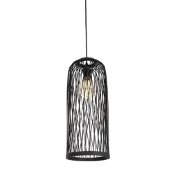 QAZQA Gartenbeleuchtung|Pendelleuchten Außen*Ländliche Außenhängelampe aus schwarzem Rattan, 3-flammig – Calamus