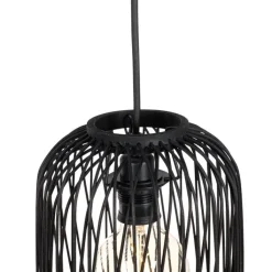 QAZQA Gartenbeleuchtung|Pendelleuchten Außen*Ländliche Außenhängelampe aus schwarzem Rattan, 3-flammig – Calamus