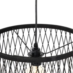 QAZQA Gartenbeleuchtung|Pendelleuchten Außen*Ländliche Außenhängelampe aus schwarzem Rattan, 3-flammig – Calamus