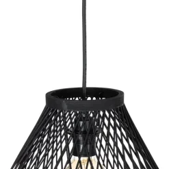 QAZQA Gartenbeleuchtung|Pendelleuchten Außen*Ländliche Außenhängelampe aus schwarzem Rattan, 3-flammig – Calamus