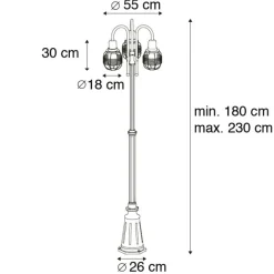 QAZQA Gartenbeleuchtung|Laternen Außen*Ländliche Außenlampe schwarz 3-Flammig IP44 - Guardado