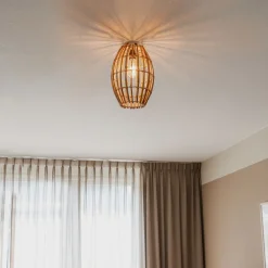 QAZQA Deckenleuchten|Wohnzimmerlampen*Ländliche Deckenlampe Bambus mit Weiß - Canna Capsule