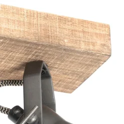 QAZQA Schlafzimmerlampen|Küchenlampen*Ländliche Deckenlampe schwarz mit Holz 3-flammig - Jelle