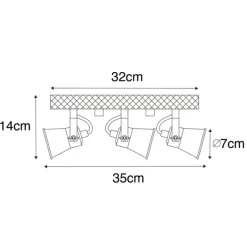 QAZQA Schlafzimmerlampen|Küchenlampen*Ländliche Deckenlampe schwarz mit Holz 3-flammig - Jelle