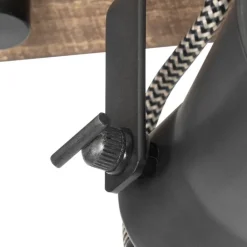 QAZQA Schlafzimmerlampen|Küchenlampen*Ländliche Deckenlampe schwarz mit Holz 3-flammig - Jelle