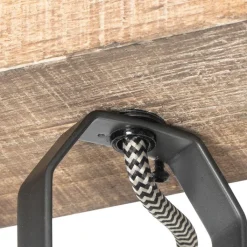 QAZQA Schlafzimmerlampen|Küchenlampen*Ländliche Deckenlampe schwarz mit Holz 3-flammig - Jelle