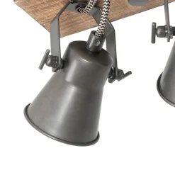 QAZQA Schlafzimmerlampen|Küchenlampen*Ländliche Deckenlampe schwarz mit Holz 3-flammig - Jelle