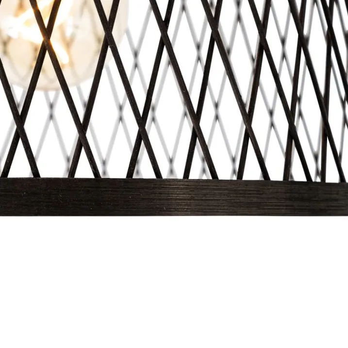 QAZQA Gartenbeleuchtung|Deckenleuchten Außen*Ländliche Deckenleuchte aus schwarzem Rattan 40 cm IP44 - Calamus