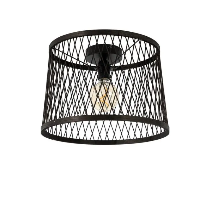 QAZQA Gartenbeleuchtung|Deckenleuchten Außen*Ländliche Deckenleuchte aus schwarzem Rattan 40 cm IP44 - Calamus