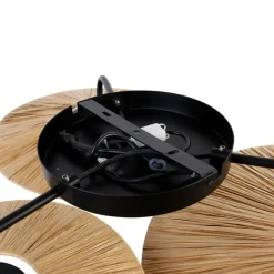 QAZQA Schlafzimmerlampen|Esszimmerlampen*Ländliche Deckenleuchte schwarz mit Seil 3-flammig – Leia