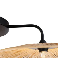 QAZQA Schlafzimmerlampen|Esszimmerlampen*Ländliche Deckenleuchte schwarz mit Seil 3-flammig – Leia