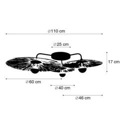 QAZQA Schlafzimmerlampen|Esszimmerlampen*Ländliche Deckenleuchte schwarz mit Seil 3-flammig – Leia