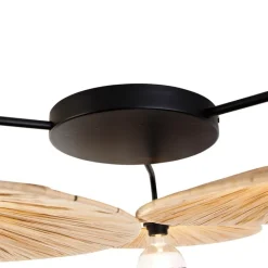 QAZQA Schlafzimmerlampen|Esszimmerlampen*Ländliche Deckenleuchte schwarz mit Seil 3-flammig – Leia