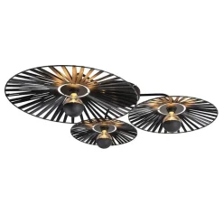 QAZQA Deckenleuchten|Wohnzimmerlampen*Ländliche Deckenleuchte schwarz 3-flammig - Leia