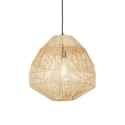 QAZQA Pendelleuchten|Wohnzimmerlampen*Ländliche Hängelampe Bambus 41 cm - Bischof