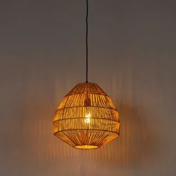 QAZQA Pendelleuchten|Wohnzimmerlampen*Ländliche Hängelampe Bambus 41 cm - Bischof