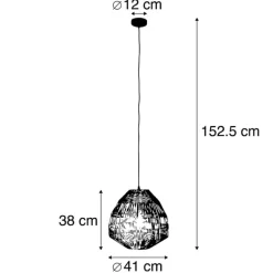 QAZQA Pendelleuchten|Wohnzimmerlampen*Ländliche Hängelampe Bambus 41 cm - Bischof