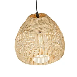 QAZQA Pendelleuchten|Wohnzimmerlampen*Ländliche Hängelampe Bambus 41 cm - Bischof