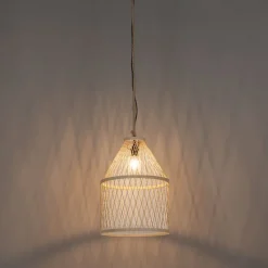 QAZQA Gartenbeleuchtung|Pendelleuchten Außen*Ländliche Hängelampe für den Außenbereich, Rattan, 40 x 55 cm – Calamus