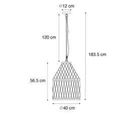 QAZQA Gartenbeleuchtung|Pendelleuchten Außen*Ländliche Hängelampe für den Außenbereich, Rattan, 40 x 55 cm – Calamus